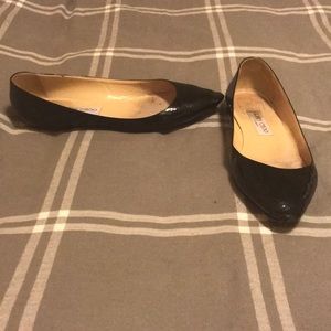 Jimmy Choo Black Snakeskin Flats